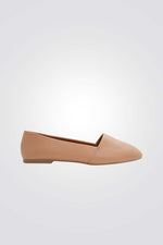 נעלי בובה דמוי עור לנשים בצבע כאמל