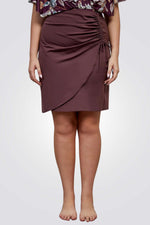 חצאית בגד ים מעטפת קשירה בצבע חום