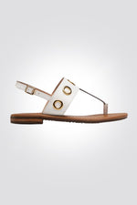 סנדלי אצבע מעור בצבע לבן