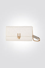 תיק קלאץ' עם אפקט קווילט בצבע לבן