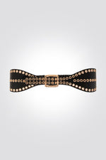 חגורה עם עיניות בצבע שחור וזהב