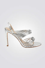 סנדלי עקב בצבע כסוף