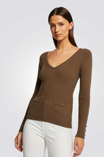 סריג ארוך לנשים בצבע חום