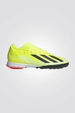 נעלי קטרגל לגברים X CRAZYFAST LEAGUE TURF בצבע שחור וצהוב זוהר