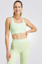 טופ לנשים POWERREACT TRAINING MEDIUM-SUPPORT TECHFIT בצבע ירוק זוהר