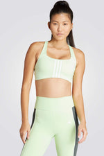 טופ לנשים POWERIMPACT TRAINING MEDIUM-SUPPORT 3-STRIPES בצבע ירוק זוהר