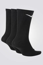 מארז 3 זוגות גרביי ספורט לגברים Everyday Lightweight בצבע שחור