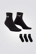מארז 3 זוגות קרסוליות ספורט לגברים Everyday Cushioned בצבע שחור