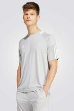 טישירט לגברים SERENO 3 STRIPES בצבע אפור ולבן