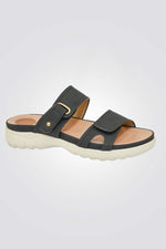 כפכפי נוחות לנשים עם רצועות ואבזם בצבע שחור