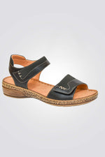 סנדל נוחות לנשים עם רצועות בצבע שחור