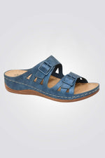 כפכפי נוחות לנשים עם אבזם בצבע כחול