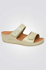 כפכפי נוחות לנשים 2 רצועות סקוטש בצבע זהב