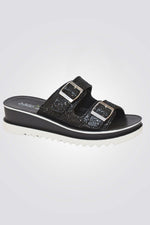 כפכף נוחות לנשים עם אבנים בצבע שחור