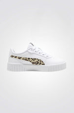 סניקרס לילדות Carina 2.0 Animal Up בצבע לבן וזהב עם הדפס מנומר