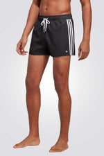 בגד ים לגברים 3 -STRIPES CLX VERY-SHORT-LENGTH בצבע שחור ולבן