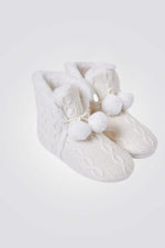 מגפוני בית סרוגים בריפוד פרוותי MERCY קרם