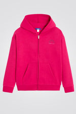 סווטשירט ילדות עם רוכסן וקפושון בצבע ורוד