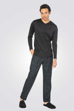 מכנסי פיג'מה פלנל ירוק כהה