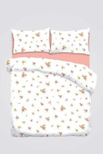 סט מצעים זוגי 160/200 ס"מ כותנה דגם נטלי גוון ורוד לבן