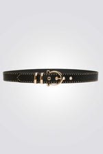 חגורה מבית המותג MORGAN, משובצת ומתכווננת עם אבזם מתכת ולולאה כפולה. מידות: T1 - M T2 - L