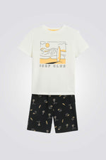 סט פיג'מה קצר לבנים