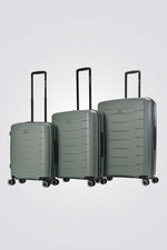 סט מזוודות קשיחות ESSENTIAL בצבע ירוק זית