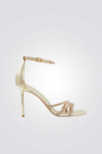 נעל עקב רצועות בצבע זהב