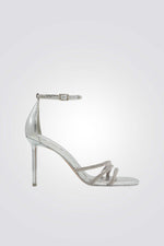 נעל עקב רצועות בצבע כסף