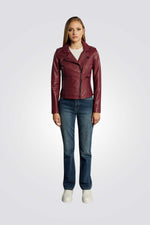מעיל בייקר בורדו עם רוכסן