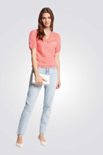 חולצה תחרה בצבע כתום