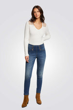 ג'ינס סקיני עם כפתורים בצבע כחול כהה