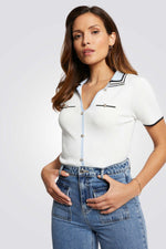 סוודר שרוולים קצרים עם כפתורים | מורגן