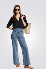 חולצה תחרה בצבע נייבי