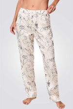 מכנסי פיג'מה מבד סאטן MAIME בצבע בז'