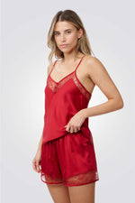 סט בייבידול סאטן עם תחרה 2 חלקים