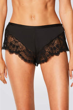 מכנסי סאטן LA CHAMADE עם תחרה בצבע שחור