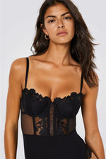 בגד גוף שחור חושני DESINVOLTE בצבע שחור