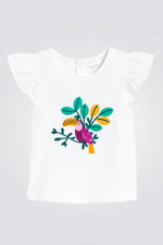 חולצה לתינוקות בצבע לבן עם הדפס תוכי