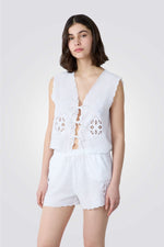 מכנסי פיג'מה קצרים CARLYNE בצבע לבן