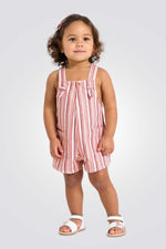 אוברול לתינוקות ללא שרוולים עם פסים ורוד לבן