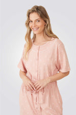 כותונת לילה בהדפס עלים ושרוך קשירה