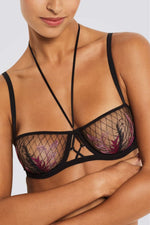 חזיית תחרה ללא ריפוד FRAGMENTS BALCONETTE N*9 בצבע שחור