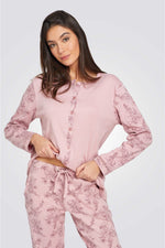 סט פיג'מת כותנה עם פרחים