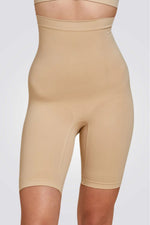 מכנס מחטב בצבע בז' עם מותן גבוהה