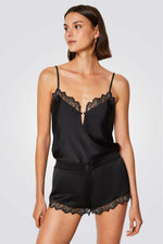 מכנסי פיג'מה מסאטן PALMES בצבע שחור