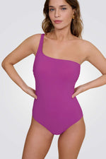 בגד ים שלם ONE SHOULDER בצבע סגול