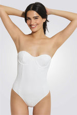 בגד ים שלם סטרפלס בצבע לבן