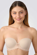 חזיית סטרפלס מרופדת בז'