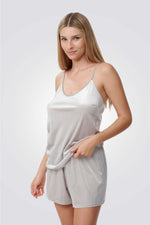 סט בייבידול סאטן עם אבני חן 2 חלקים